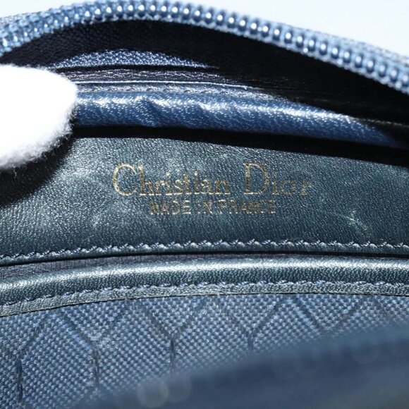 Christian Dior Honeycomb Canvas Shoulder Bag Gold Navy - Picture 15 of 16